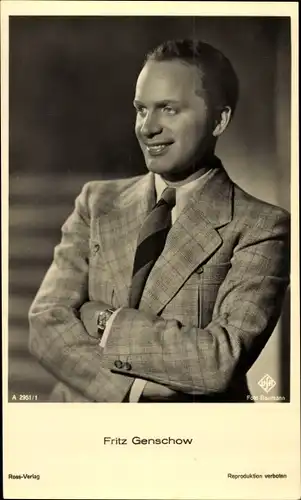 Ak Schauspieler Fritz Genschow, Portrait im Anzug, Ufa Film, Ross Verlag A 2951 1