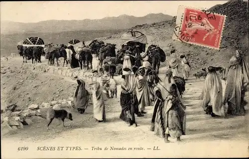 Ak Scenes et Types, Tribu de Nomades en route
