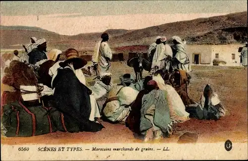 Ak Scenes et Types, Marocains marchands de grains