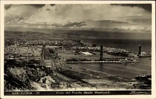 Ak Barcelona Katalonien Spanien, Vista del Puerto desde Montjuich