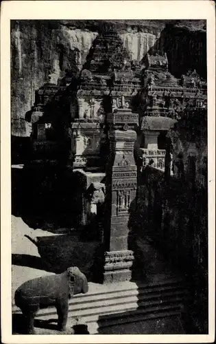 Ak Ellora Indien, Kailasha or Rang Mahal, Cave XVI, Rashtraktua King, Krishna I (A.D. 757 to 783)
