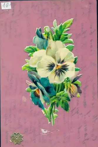 Zelluloid Ak Stiefmütterchen, Kitsch