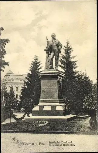Ak Colmar Kolmar Elsass Haut Rhin, Bartholdi Denkmal
