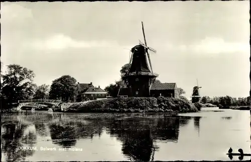 Ak Dokkum Dongeradeel Friesland Niederlande, Bolkwerk met molens