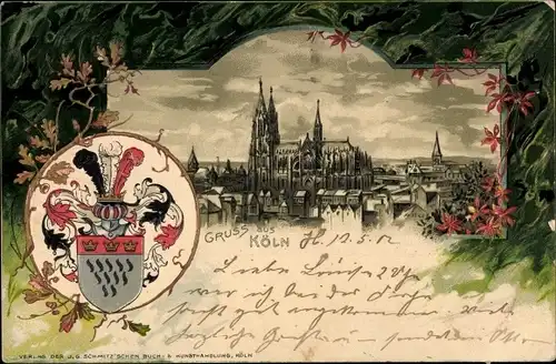 Präge Wappen Litho Köln am Rhein, Stadtansicht mit Dom