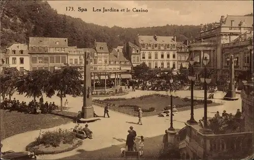 Ak Spa Wallonien Lüttich, Les Jardins et le Casino