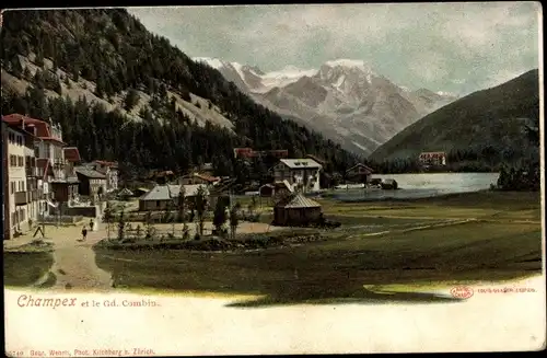 Ak Champex Kanton Wallis Schweiz, et le Gd. Combin
