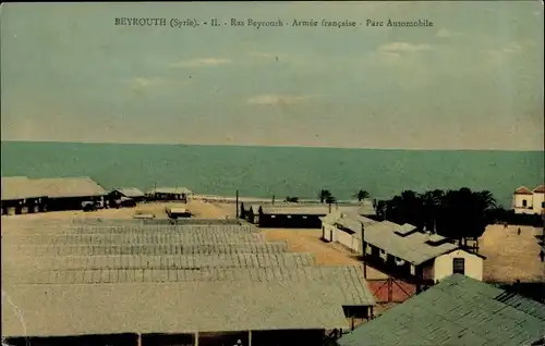 Ak Beirut Beyrouth Libanon, Armée francaise, Parc Automobile
