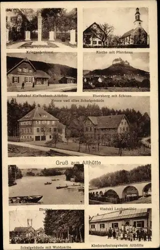 Ak Althütte in Baden Württemberg, Kriegsgefangenenlager, Kirche, Pfarrhaus, Schule, Ebnisee