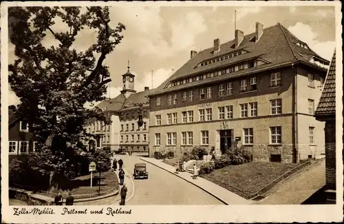 Ak Zella Mehlis im Thüringer Wald, Postamt und Rathaus