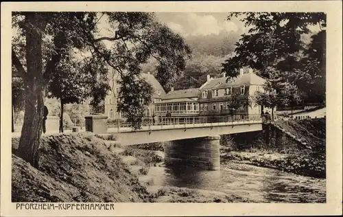 Ak Pforzheim im Schwarzwald, Kupferhammer, Brücke