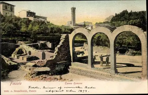 Ak Fiesole Toscana, Terme Romane, Partie am Tempel 