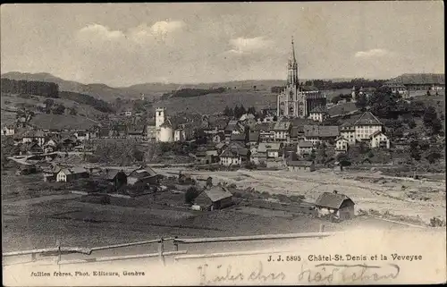 Ak Châtel Saint Denis Kanton Freiburg, La Veveyse, Totalansicht