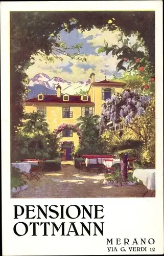 Ak Meran Merano Südtirol, Pensione Ottmann, Via G. Verdi 12