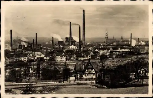 Ak Zwickau in Sachsen, Teilansicht vom Ort, Schornsteine