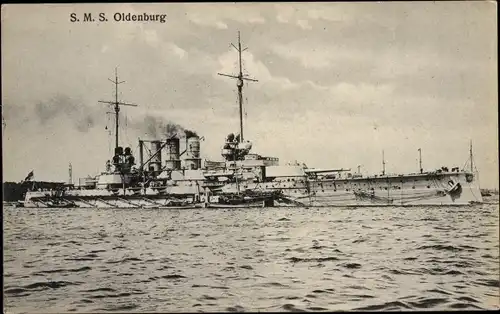 Ak Deutsches Kriegsschiff, SMS Oldenburg, Großlinienschiff, Kaiserliche Marine