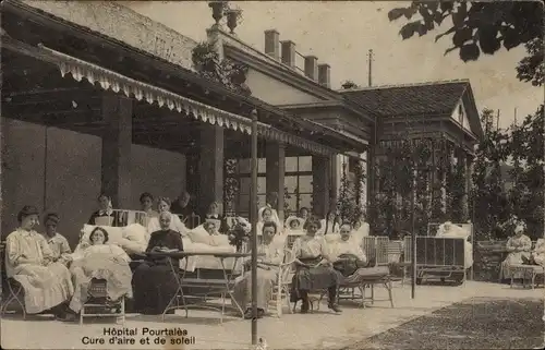 Ak Neuchâtel Kanton Neuenburg, Hopital Pourtales, Cure d'aire et de soleil