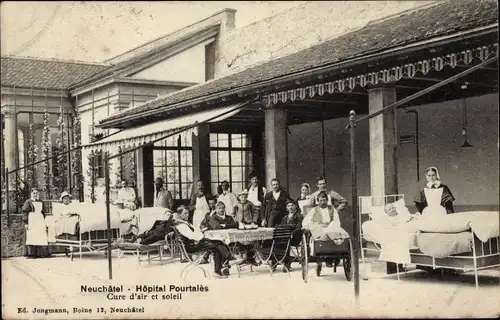 Ak Neuchâtel Kanton Neuenburg, Hopital Pourtales, Cure d'air et soleil