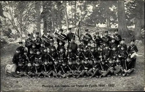 Ak La Chaux de Fonds Kanton Neuenburg, Musique des Cadets 1906-1907