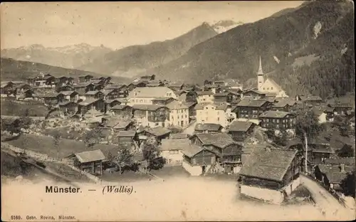 Ak Münster Kanton Wallis, Panorama