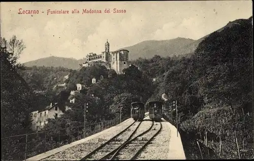Ak Locarno Kanton Tessin Schweiz, Funicolare alla Madonna del Sasso