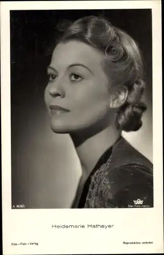 Ak Schauspielerin Heidemarie Hatheyer, Tobis Film A 3675 1, Portrait