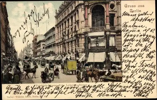 Ak Berlin Mitte, Friedrichstraße Ecke Leipziger Straße, Kutschen, Loeser & Wolff Zigarren