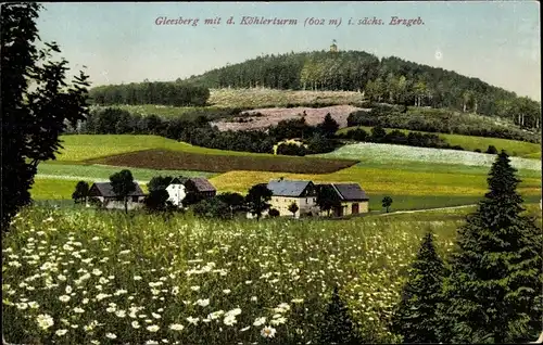 Ak Schneeberg im Erzgebirge, Gleesberg, Köhlerturm