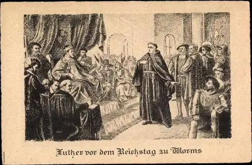 Künstler Ak Worms in Rheinland Pfalz, Luther vor dem Reichstag
