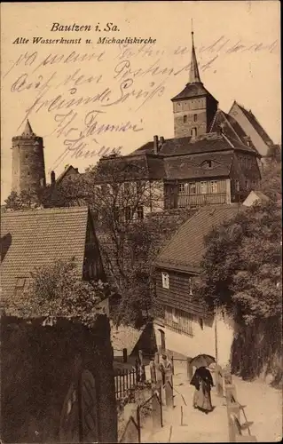 Ak Bautzen in der Oberlausitz, Alte Wasserkunst und Michaeliskirche