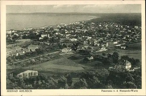 Ak Ostseebad Ahlbeck Heringsdorf auf Usedom, Panorama v. d. Bismarck-Warte