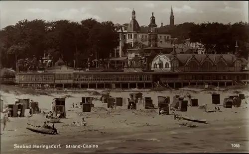 Ak Ostseebad Heringsdorf auf Usedom, Strand-Casino, Strand