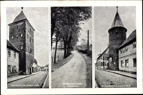 Ak Gräfenhainichen, Oberstadtturm, Unterstadtturm, Poetenweg