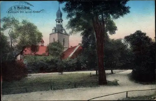 Ak Hettstedt im Südharz, Stadtpark mit Jacobi-Kirche