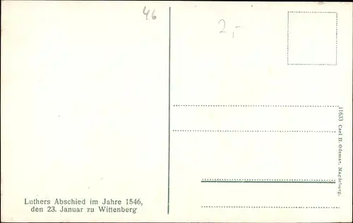 Ak Lutherstadt Wittenberg, Luthers Abschied im Jahre 1546 den 23. Januar