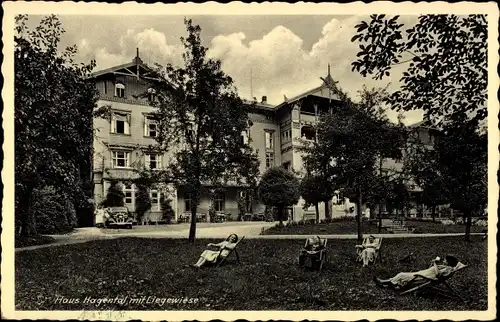 Ak Gernrode Quedlinburg im Harz, Haus Hagental mit Liegewiese, Waldfrieden