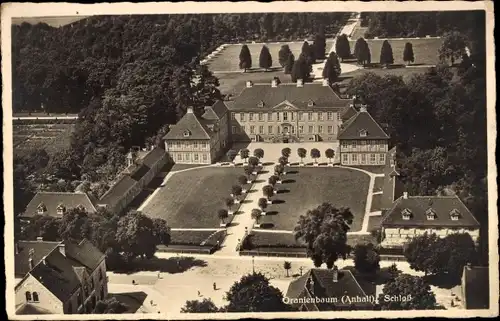 Ak Oranienbaum Wörlitz in Anhalt, Blick auf das Schloss, Fliegeraufnahme