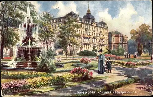 Künstler Ak Flower, C., Düsseldorf am Rhein, Königsallee und Parkhotel, Tuck 634 B, Serie I