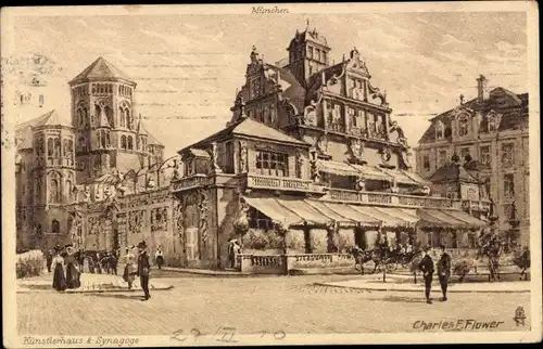 Künstler Ak Flower, Charles, München Bayern, Künstlerhaus und Synagoge, Tuck 1614 B