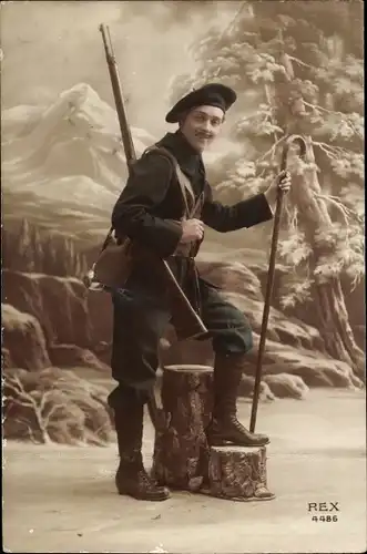 Ak Französischer Soldat in Uniform, Gebirgsjäger