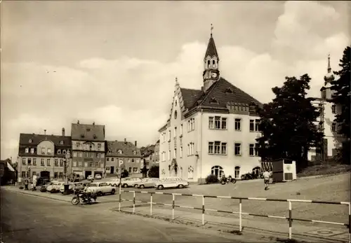 Ak Hohenstein Ernstthal in Sachsen, Marktplatz mit Rathaus