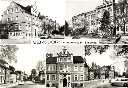 Ak Gersdorf in Sachsen, Hauptstraße, Erwin-Hartsch-Oberschule, Rathaus und Schule