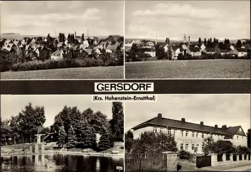 Ak Gersdorf  in Sachsen, Panorama, Feierabendheim Clara Zetkin, Schwimmbad