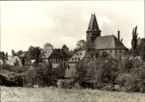 Ak Oberlungwitz in Sachsen, Teilansicht, Kirche