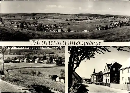 Ak Blumenau Olbernhau im Erzgebirge Sachsen, Panorama, Teilansichten