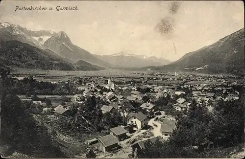 Ak Garmisch Partenkirchen in Oberbayern, Panorama