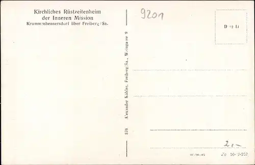 Ak Krummenhennersdorf Halsbrücke in Sachsen, Kirchliches Rüstzeitenheim der Inneren Mission