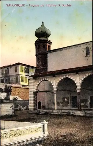 Ak Saloniki Thessaloniki Griechenland, Facade de l'Eglise Sainte Sophie