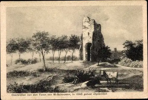 Ak Westenschouwen Westen Schouwen Duiveland Zeeland, Overbiljfsel van den Toren, 1846