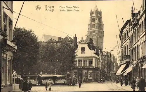 Ak Bruges Brügge Flandern Westflandern, Place Simon Stevin